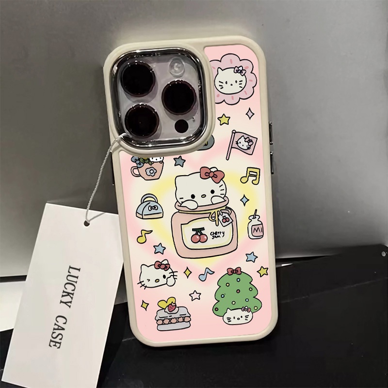 IPHONE Casing Ponsel Silikon Kucing Lucu Kompatibel Untuk Iphone14 13 12 11 Pro Max XS X XR 8 +7Plus Casing Lembut Shockproof Metal Buttons Cover Cell Precticer