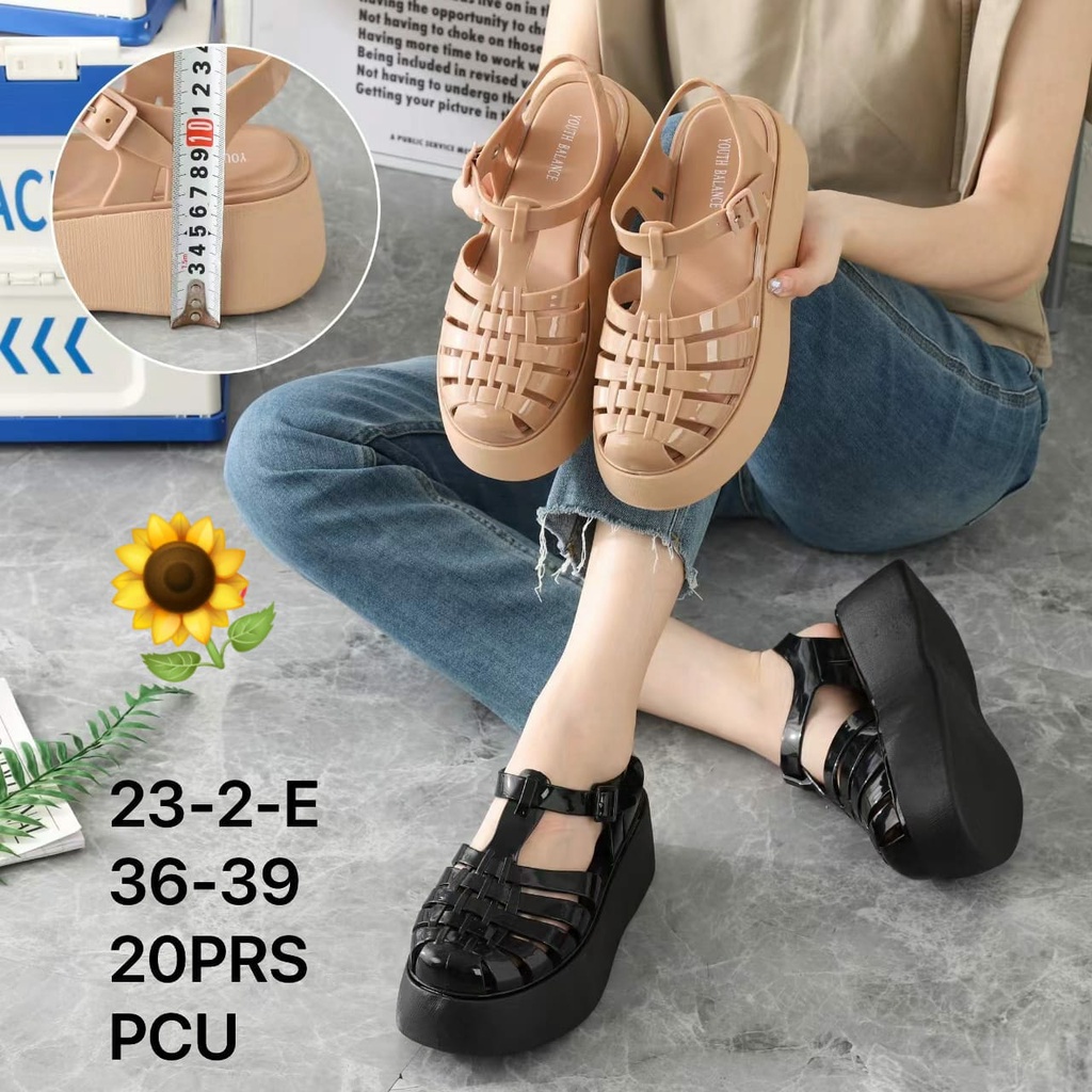Sandal Karet Jelly Wedges Wanita import Model Terbaru Original Kekinian by AGUNG STYLE Balance 23-2-E