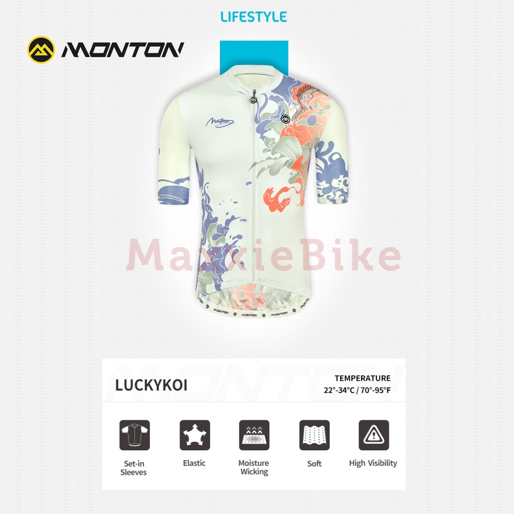 MONTON Lifestyle Jersey Sepeda Pria LuckyKoi Men Cycling Jersey Short Sleeve