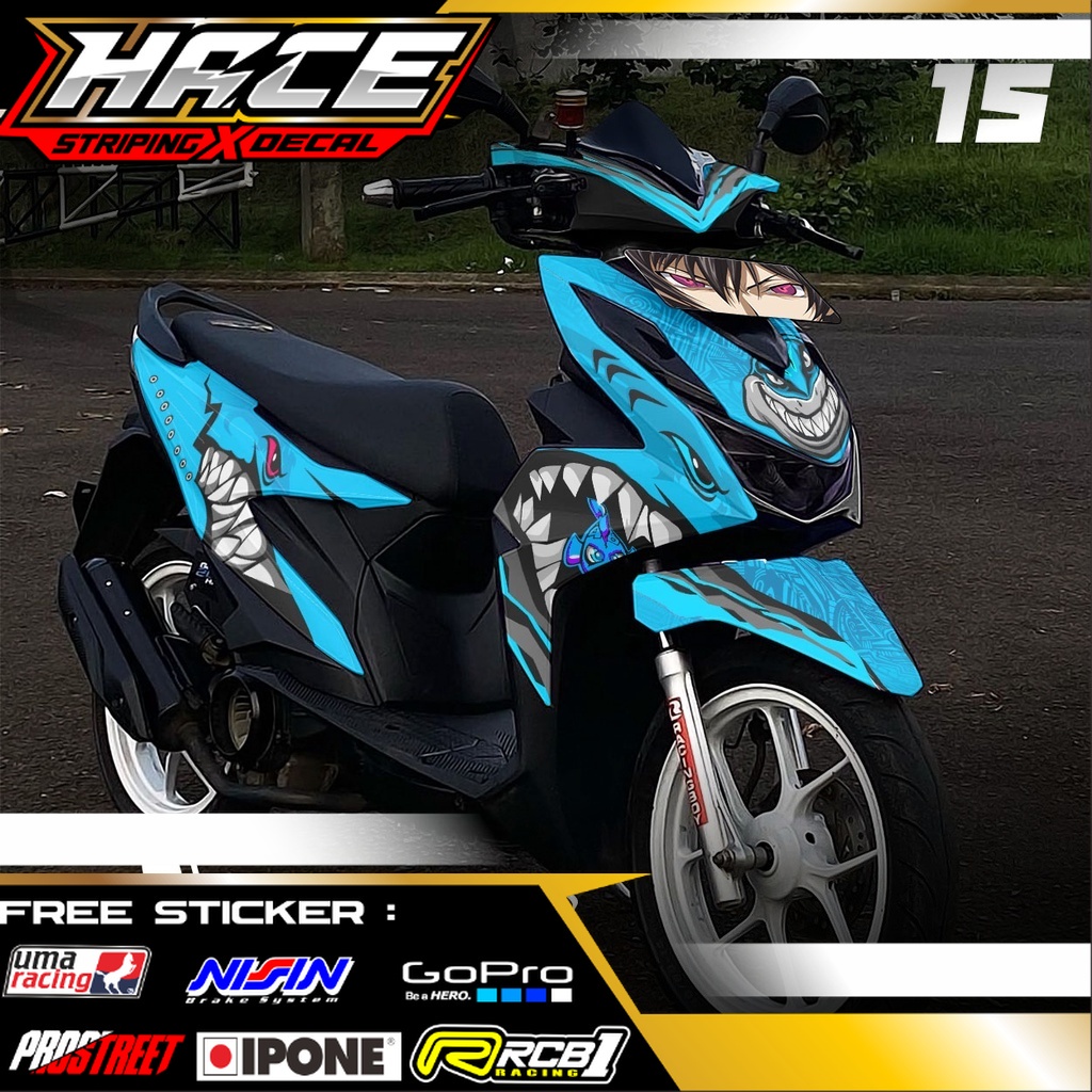 DECAL HONDA BEAT DELUXE 2022 FULL BODY - DECAL BEAT DELUXE VARIASI SHARK 15