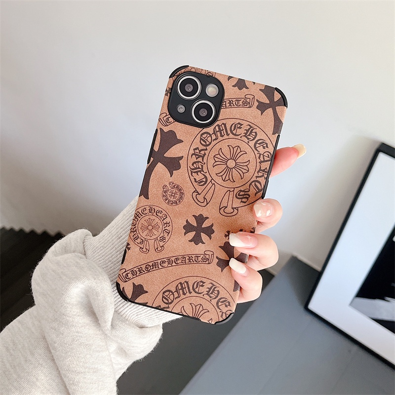 IPHONE Croxin Cross Lambskin Leather Case Kompatibel Untuk Iphone11 12 13 14 Pro Max XR X XS 7 8 Plus Suede Lembut Shockproof Phone Case Cover