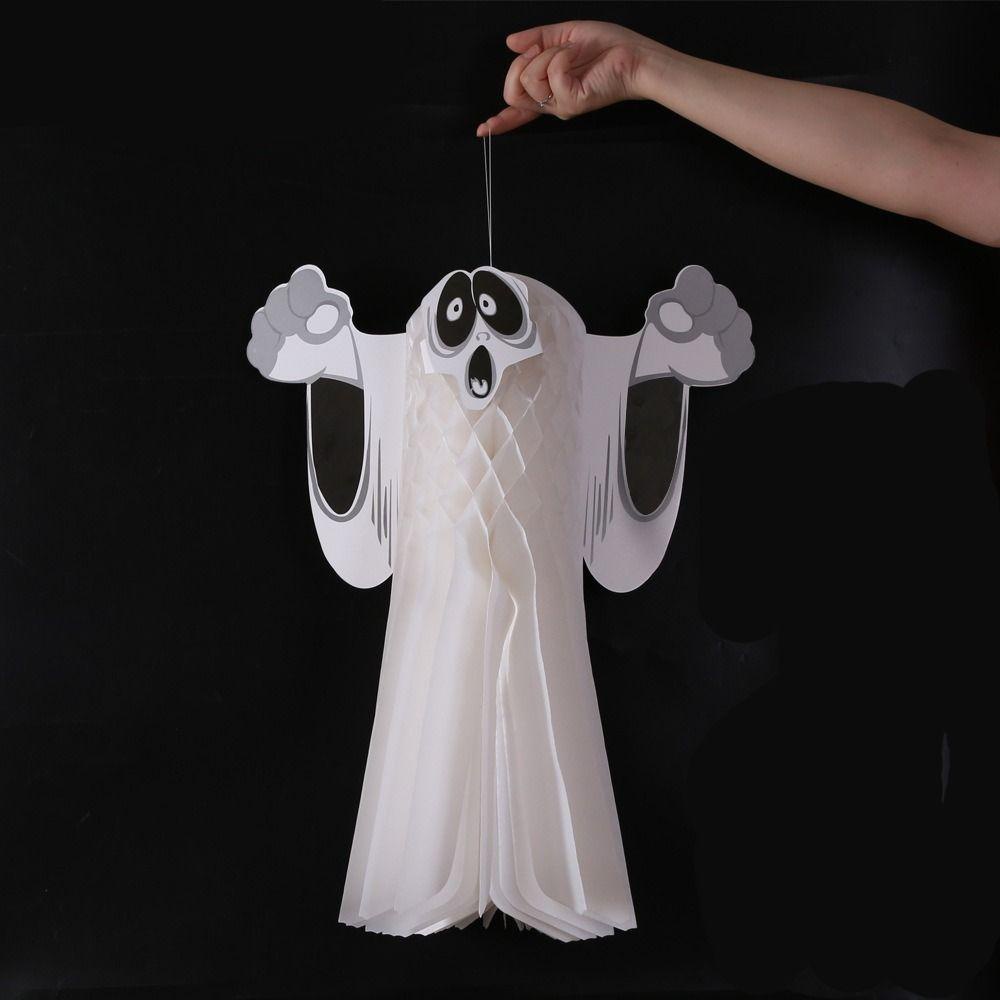 Papetr Foldable Hanging Paper Ghost, Papetr Foldable Hanging Paper Ghost, Horror Hantu Ornamen Hantu Hantu Putih Gantungan Bar