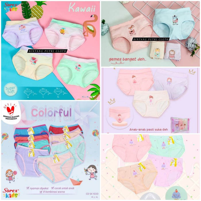 ✨NEW✨ -Celana dalam Anak Perempuan Sorex | Cd Sorex Anak 3 pcs [ GROSIR ] - RANDOM, M