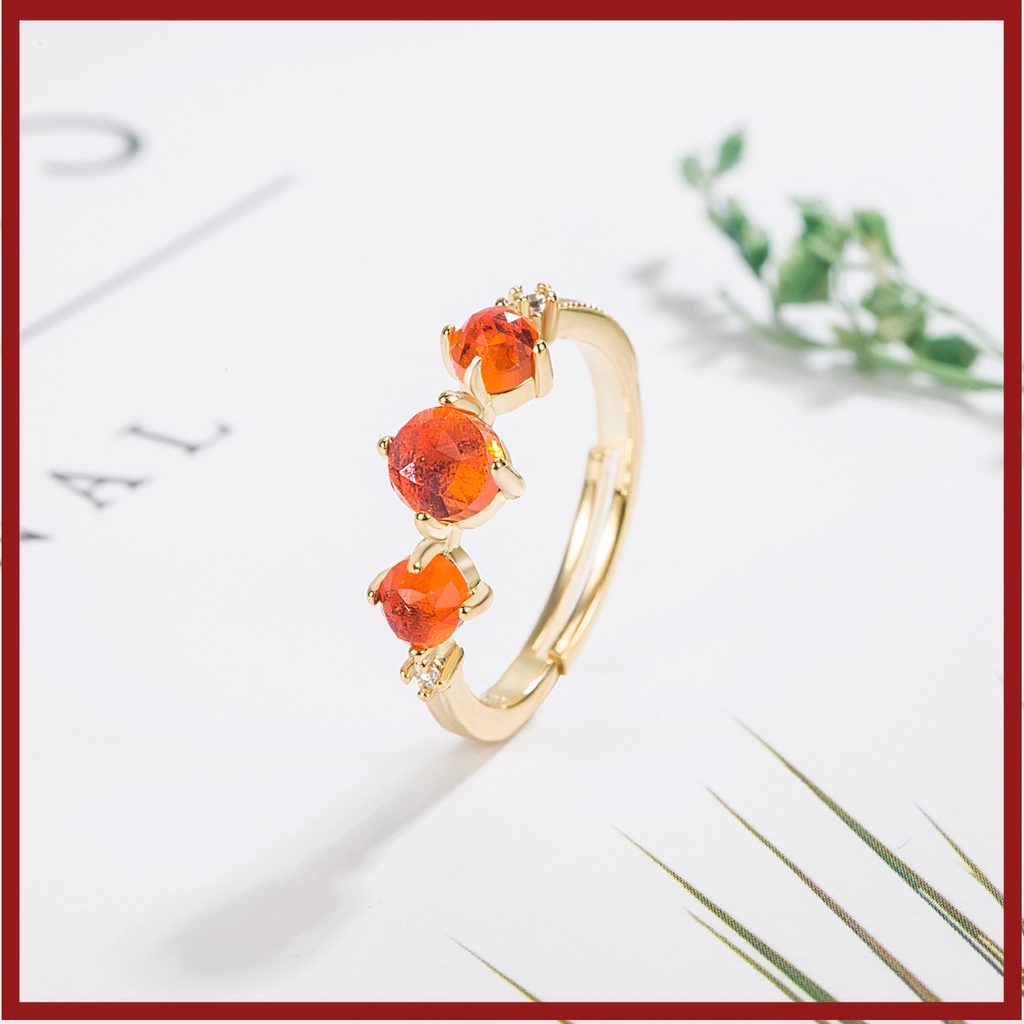 Cincin Jepang Orange Garnet Lapis Emas U1528