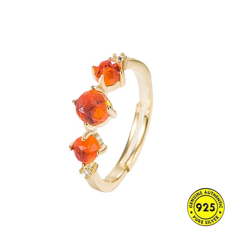 Cincin Jepang Orange Garnet Lapis Emas U1528