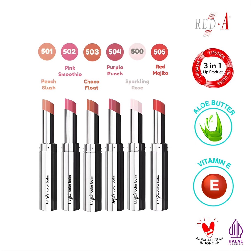 Red-A LipBalm Glo Color Balm - Lip 3in1 LipBalm Lipstik