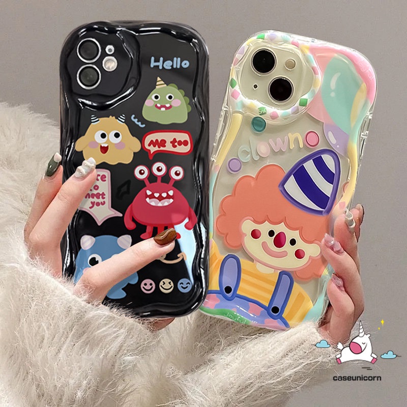 Kartun Little Monster Phone Case Untuk Infinix Smart 6Plus 5 6 7 Hot20 11 12 9 10 30 8 Mainkan Panas8 30i 9 10Lite Note 12 G96 12 4G Kreatif Lucu Badut Lembut 3D Bergelombang Melengkung Penutup Tepi