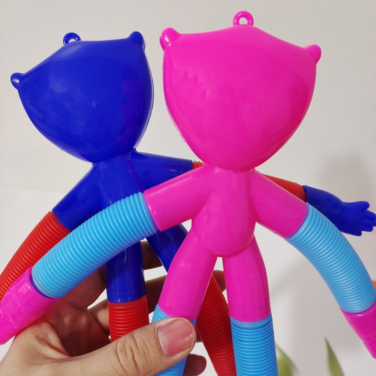 Huggy Wuggy Luminous Pop Tube Fidget Toys Stretch Tube Sensory Toys Bend Build Connect Mainan Untuk Anak Perempuan Laki-Laki