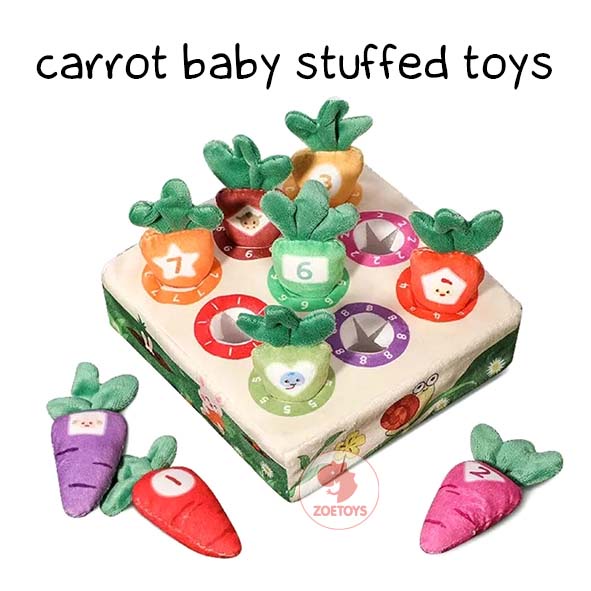 Zoetoys Carrot Baby Stuffed Toys | Number Cognitive Pull Push Out Radish Game Mengenal Warna Senada Angka | Mainan Edukasi Anak