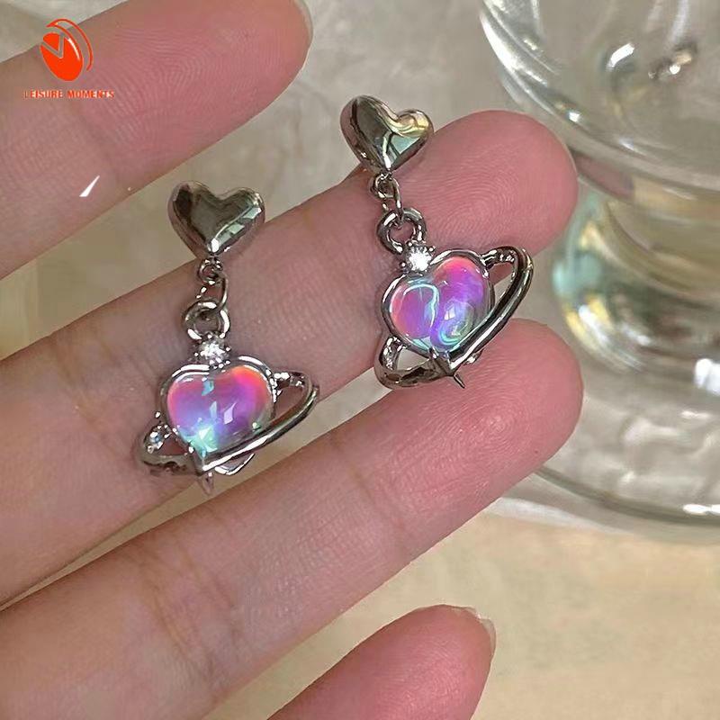 Anting Tusuk Bentuk Simfoni Hati Gaya Korea Untuk Wanita Anting Gadis Fashion Warna Mermaid Manis