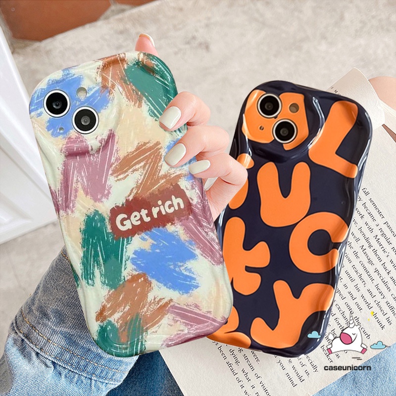 Kartun Art Doodle Inggris Case Untuk Infinix Hot 11 10 20 8 12 9 30 Main Cerdas6 7 6Plus 5panas8 10Lite 30i 9catatan12 G96 3D Wavy Curved Edge Colorful Lukisan Minyak Huruf Soft Cover