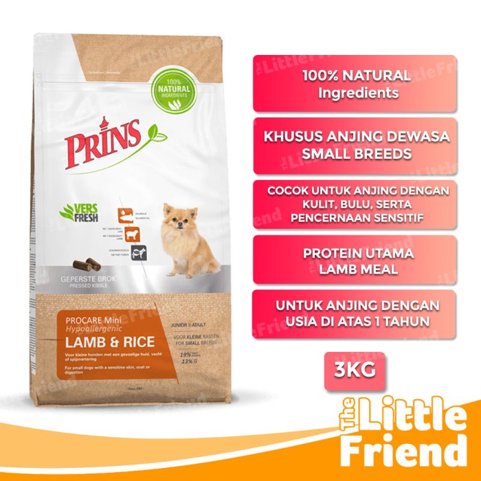 Makanan Anjing Kering Small Breeds PRINS MINI LAMB &amp; RICE HYPOALLERGEN