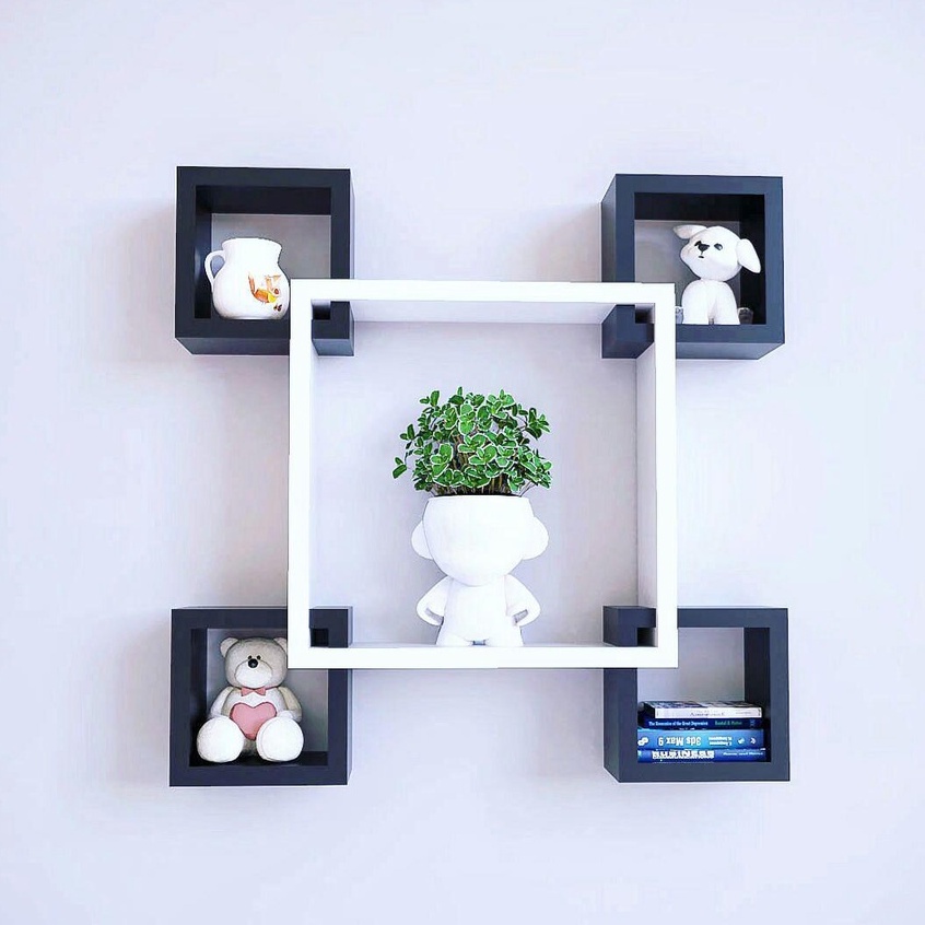 Rak Dinding Minimalis Rak Kotak Hiasan Dinding Serbaguna Rak Kayu Modern Rak Kantor Rumah Premium Te