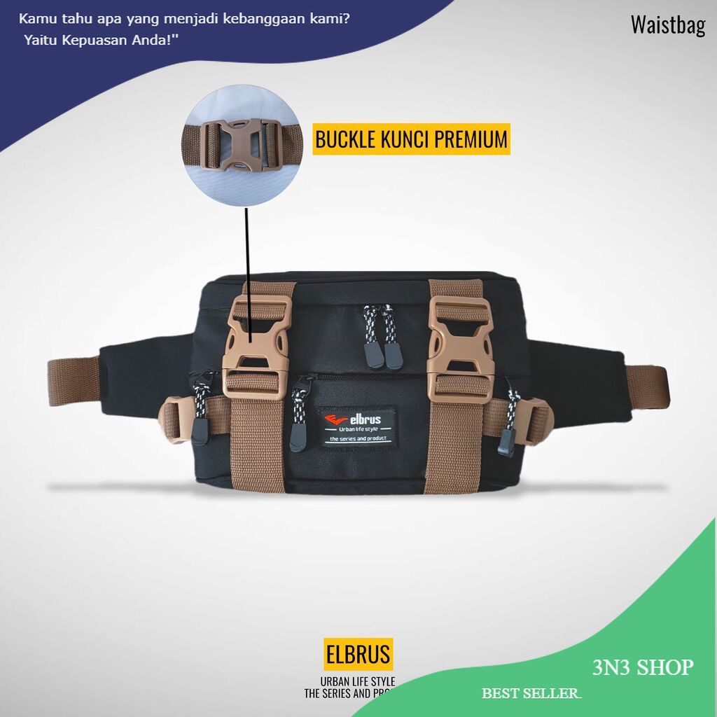 terbaru tas waistbag elbrus model buckle / waistbag elbrus jumbo / waistbag pria terbaru / tas pingg