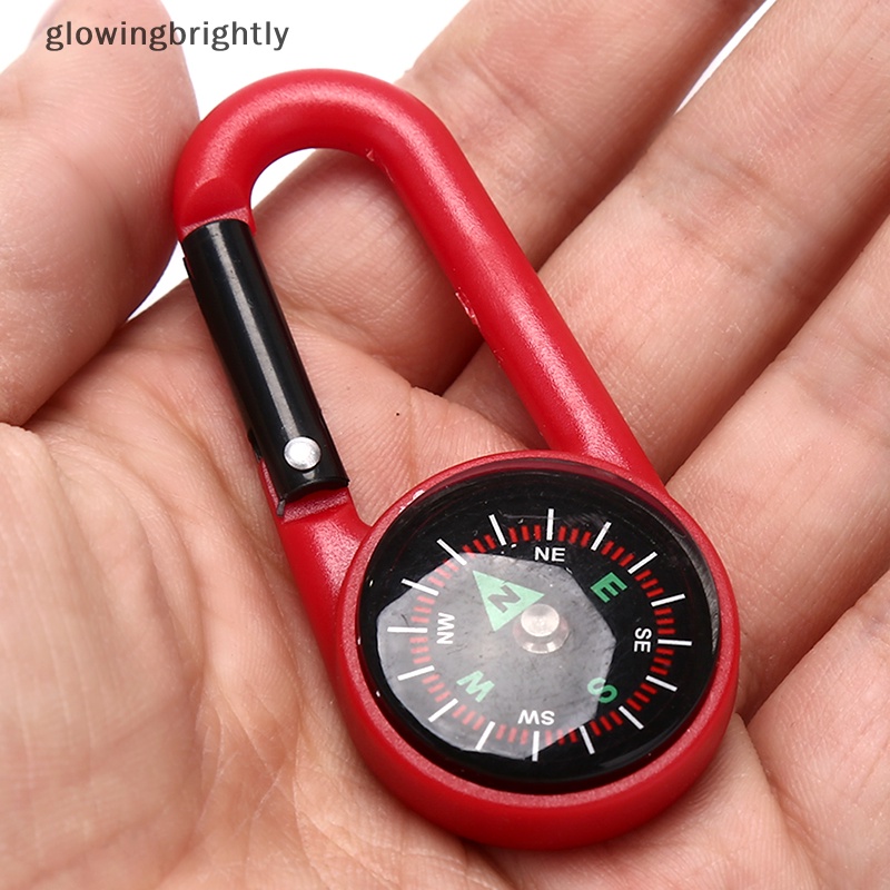 [glowingbrightly] Gantungan Kunci Portable Kompas Hiking Carabiner Kompas Outdoor Camping Ring Compass TFX