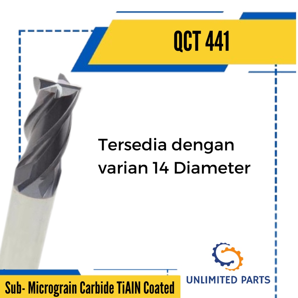 QCT End Mills 441 - Sub-Micrograin TiAIN Coated Carbide 4 Flute Square EndMills