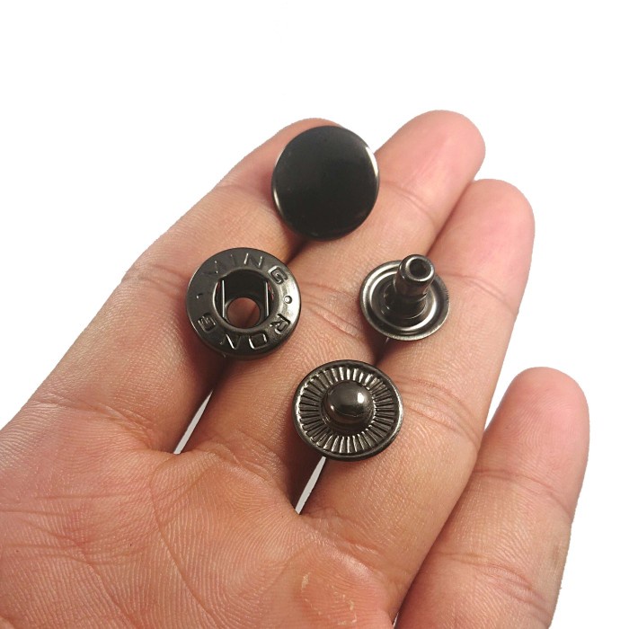 KANCING CETET BESI MING RONG UKURAN 15 MM PER 144 PCS WARNA BLACKNIKEL