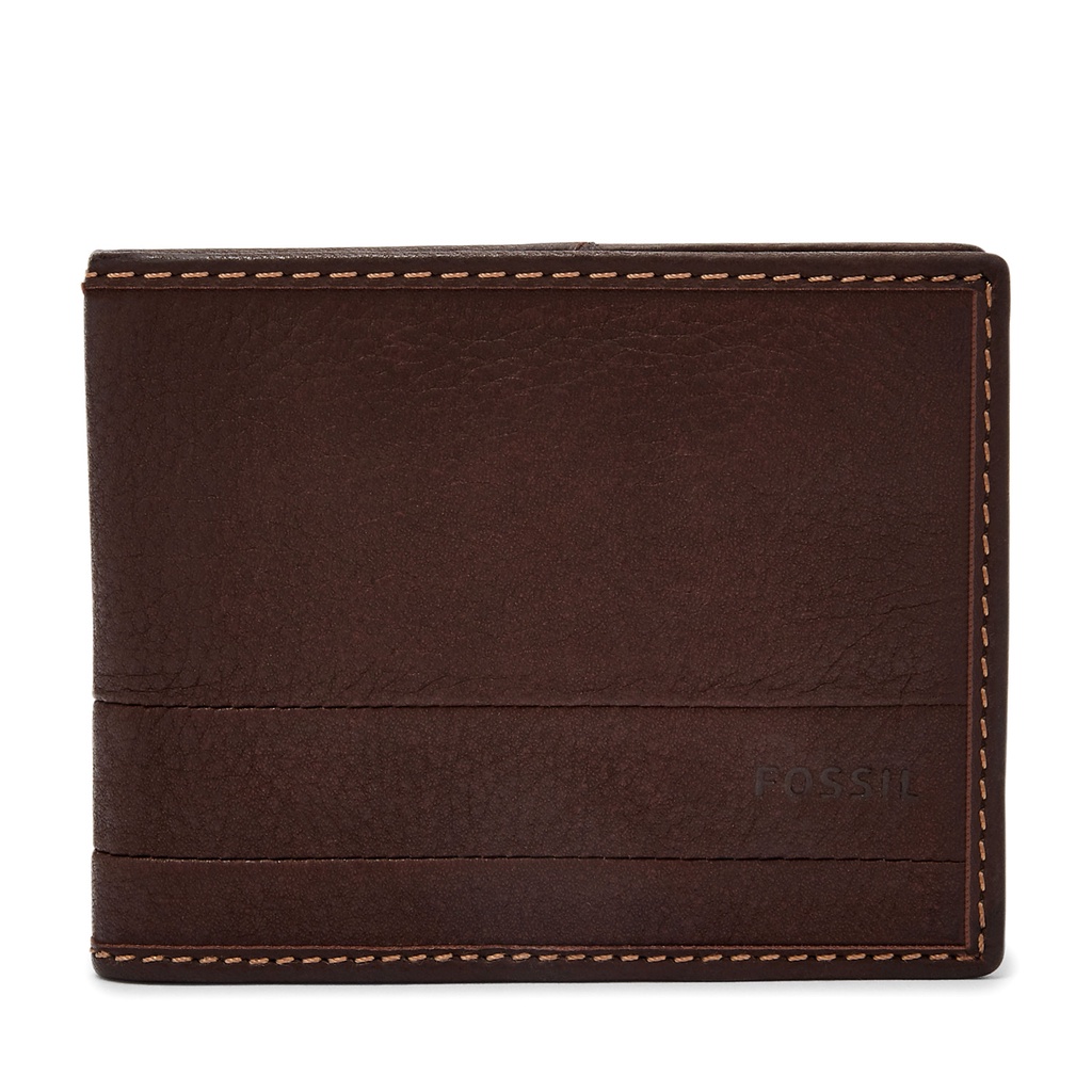 Fossil Lufkin Bifold Dark Brown Leather Dompet Pria - SML1392-201