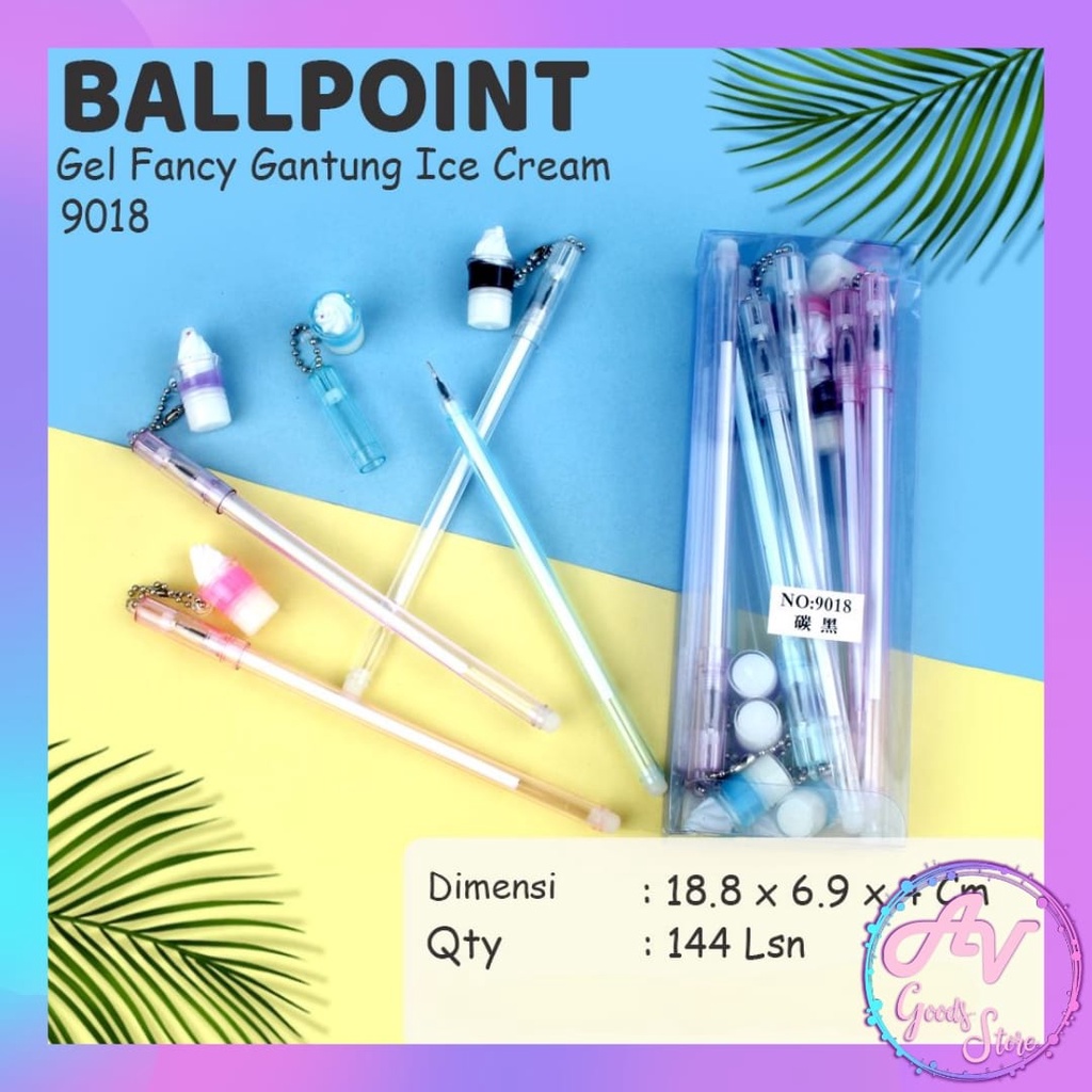 

Ballpoint Gantung Ice Cream 9018 (12pcs) / 1Lusin Pulpen Gel Es Krim Fancy