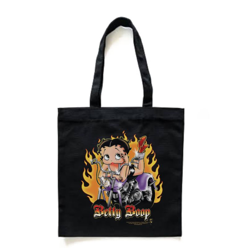 Totebag BETTY BOOP - FLAME HARLEY logo tas tote bag resleting pria wanita unisex canvas katun cotton