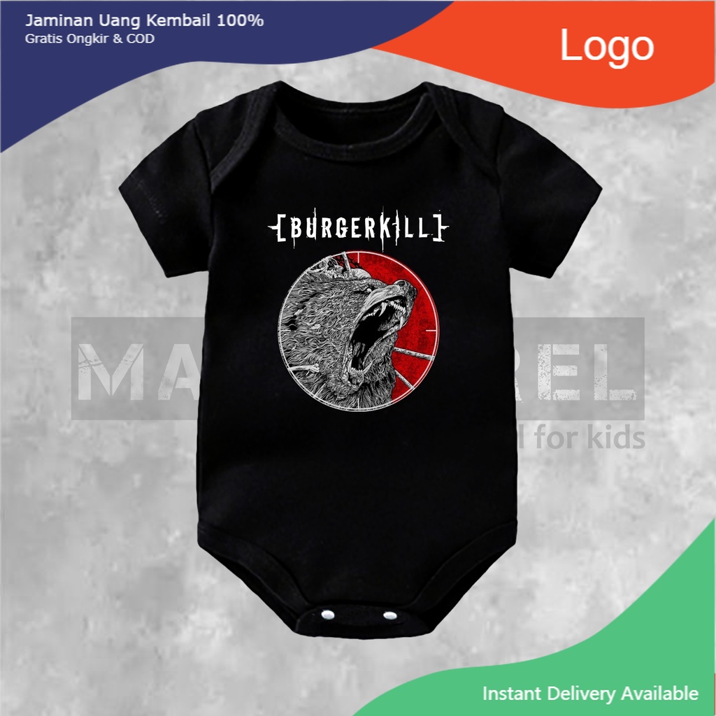 KAOS BAJU BAYI JUMPER BABY KIDS Band BURGERKILL musik metal, rock jumpsuit newborn 0 1 2 3 4 5 6 7 8