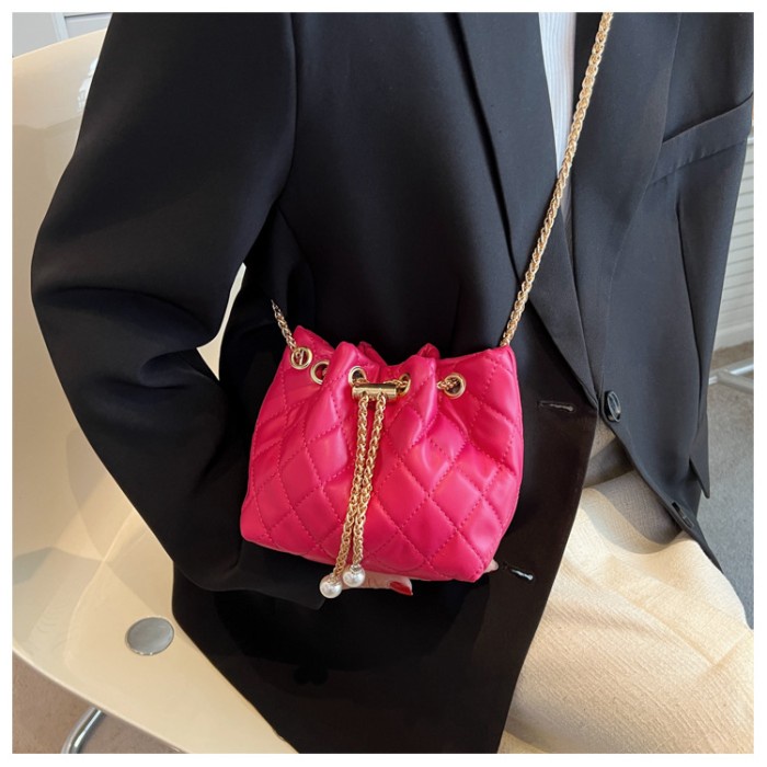 Promo - Slingbag Korea Tas Serut Kulit - Pink - Sedia tas selempang tas ransel travel bag wanita kek