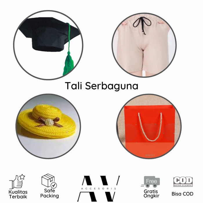 

AVACC Tali Kur 8 Jarum / 4mm Paperbag Polyester Rope Kuat dan Murah