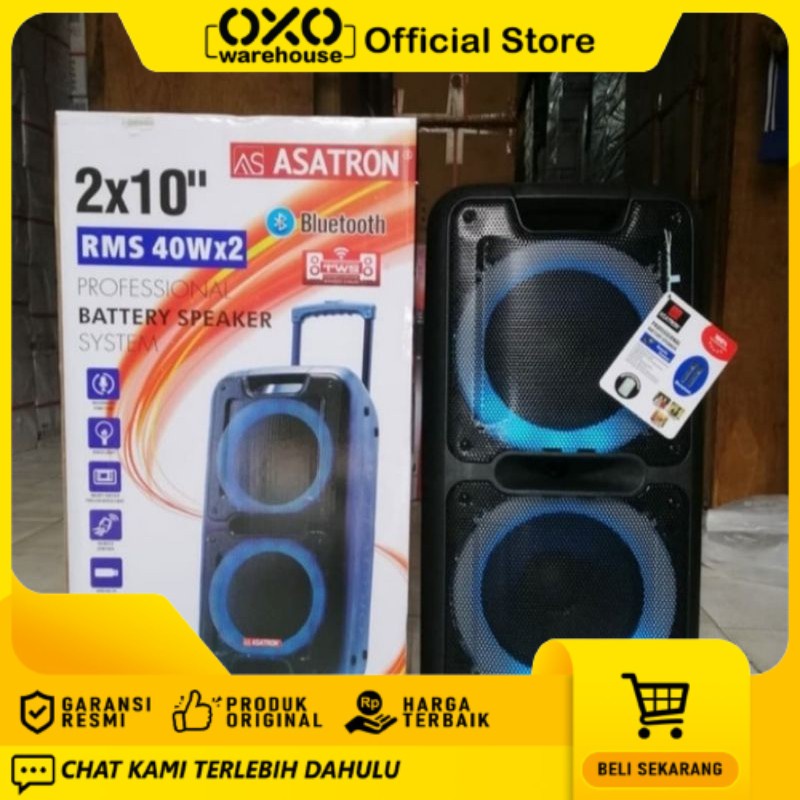 ASATRON SPEAKER MEETING CHAMPION WIRELESS BLUETOOTH KARAOKE PORTABLE Low Watt Garansi resmi