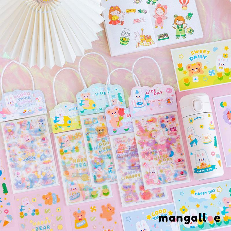 

Scrapbook Kartun Stiker Tas Tangan Disepuh Frosted Kartu Pos Cangkir Air Stiker -MG