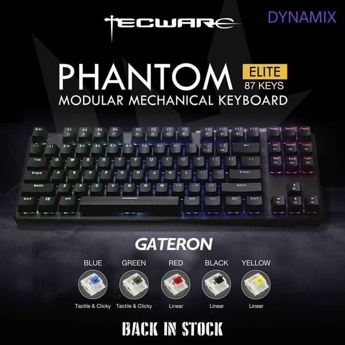 Tecware Phantom Elite 87 RGB Mechanical Keyboard - Gateron Yellow