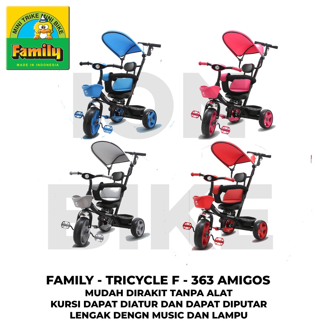Tricycle Family F363 Amigos Sepeda Roda 3 Anak Stroller Dorong Family Mainan Anak F 363 Murah Berkua
