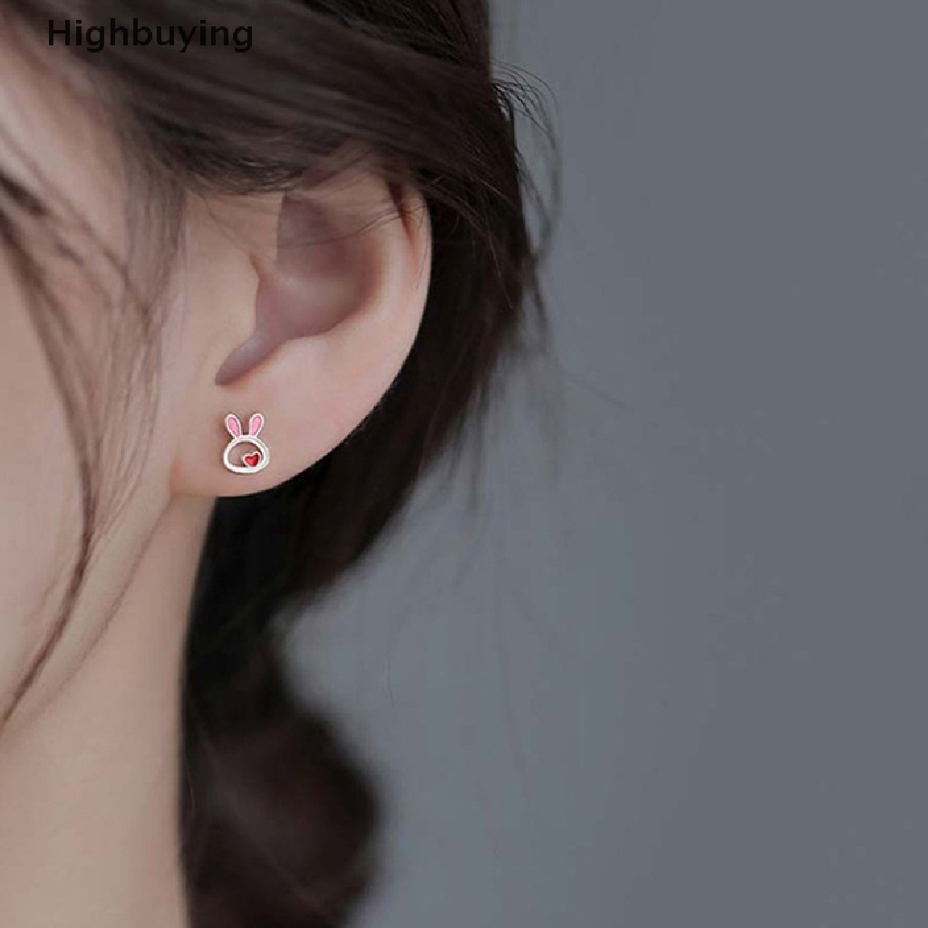 Hbid Warna Perak Lucu Berbentuk Hati Kelinci Anting Perempuan Desain Kelinci Manis Ringan Bermutu Tinggi Aksesoris Telinga Perhiasan Glory