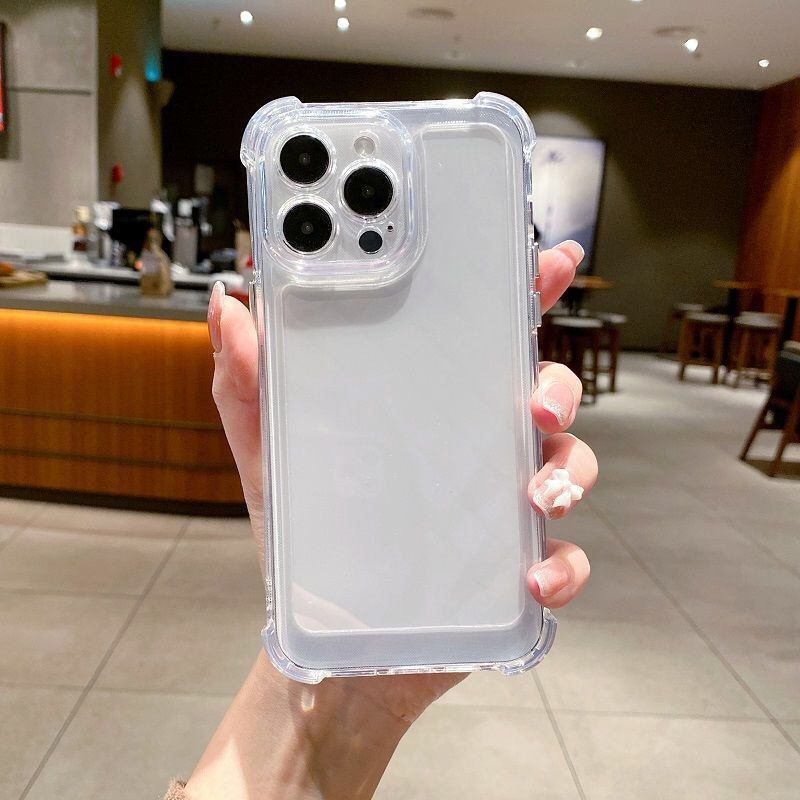 IPHONE Soft Case Tahan Guncangan Kompatibel Untuk Casing Iphone14 13 12 11 Pro Max XS Max X XR 7 +8 6 6S Plus TPU Transparan Unik Tombol Cover Pelindung Kamera