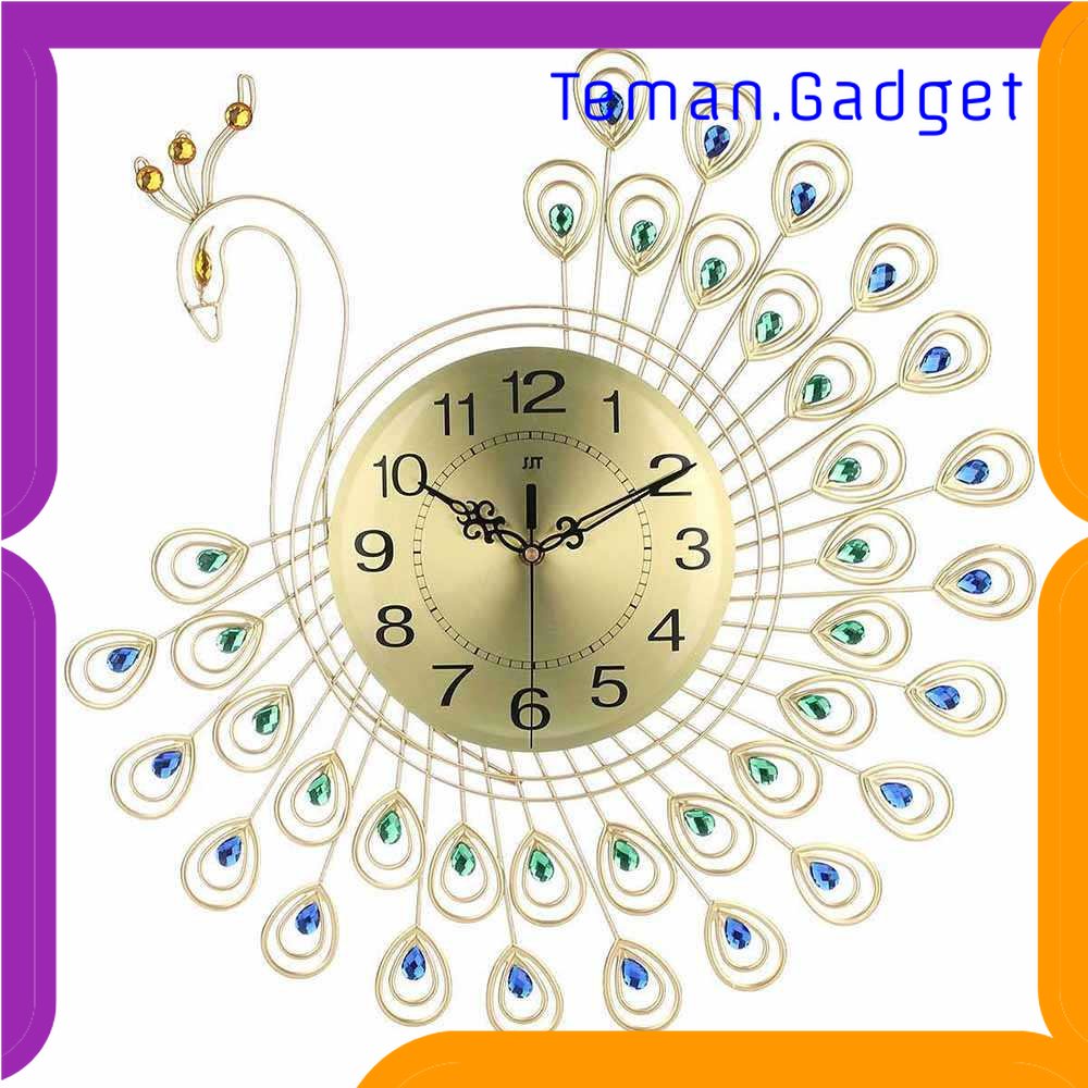 TG -  ART SAFEBET Jam Dinding Bulat Quartz Clock Diamond Peacock 53CM - H19