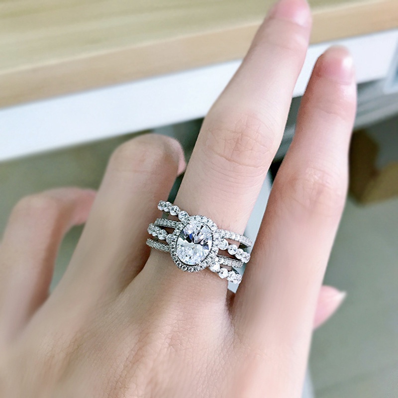 Fancy Desain Modern Wanita Cincin Dengan Brilliant Oval Cubic Zirconia Fashion Pernikahan Pertunangan Aksesoris Perhiasan Berkualitas Tinggi