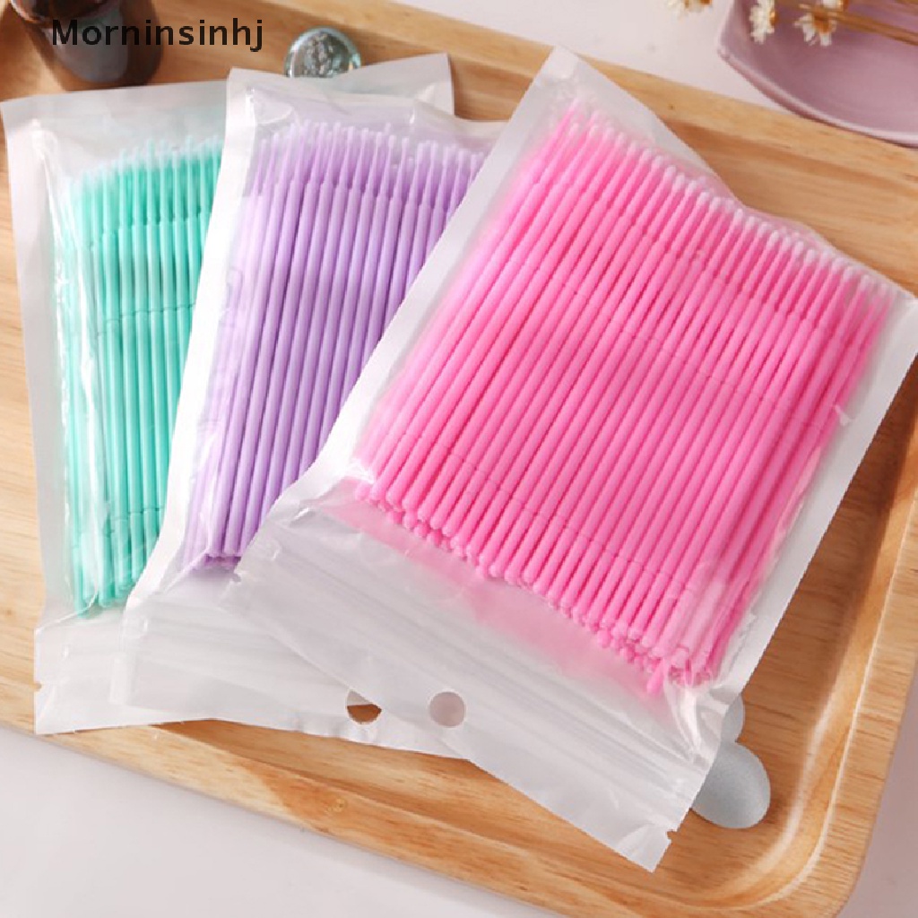 Mornin 100pcs /pack Sikat Mikro Yang Dapat Ditekuk Aplikator Microbrush Sekali Pakai Eyelash id