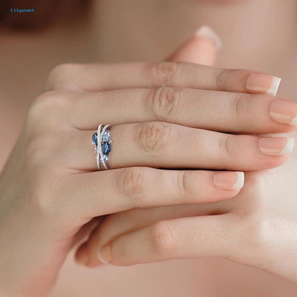 Lilyscent Ladies Women Ring Untuk Pernikahan Indah Terang Kilau Cincin Geometris