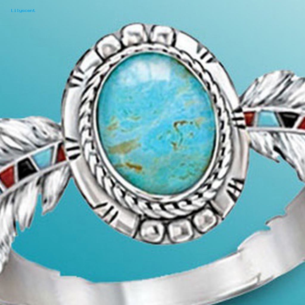 Cincin Vintage Gaya Lilyscent Untuk Perjamuan Dekorasi Turquoise Finger Band Skin-touch