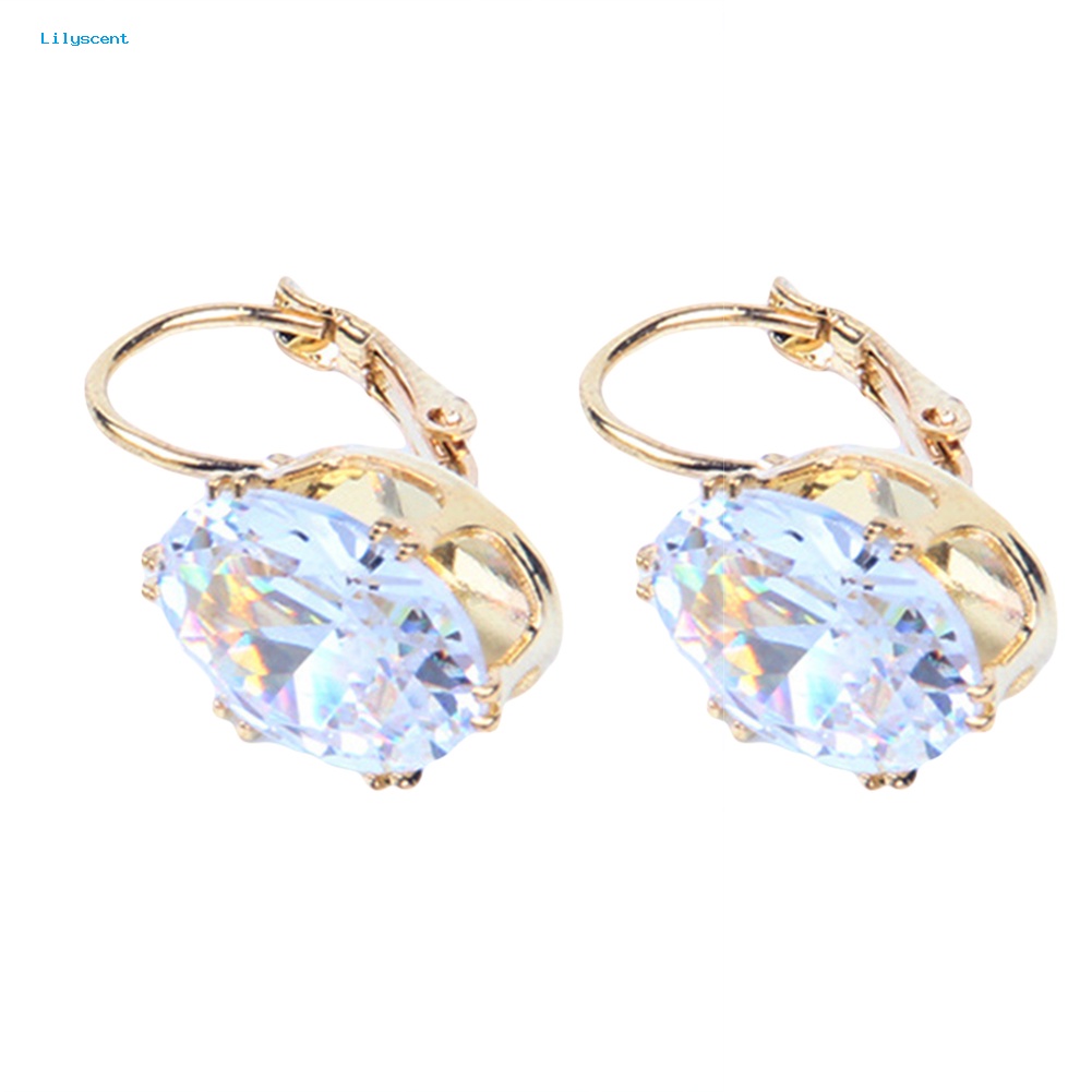 Lilyscent Wanita Teardrop Cubic Zirconia Hias Menjuntai Leverback Earrings Perhiasan Hadiah