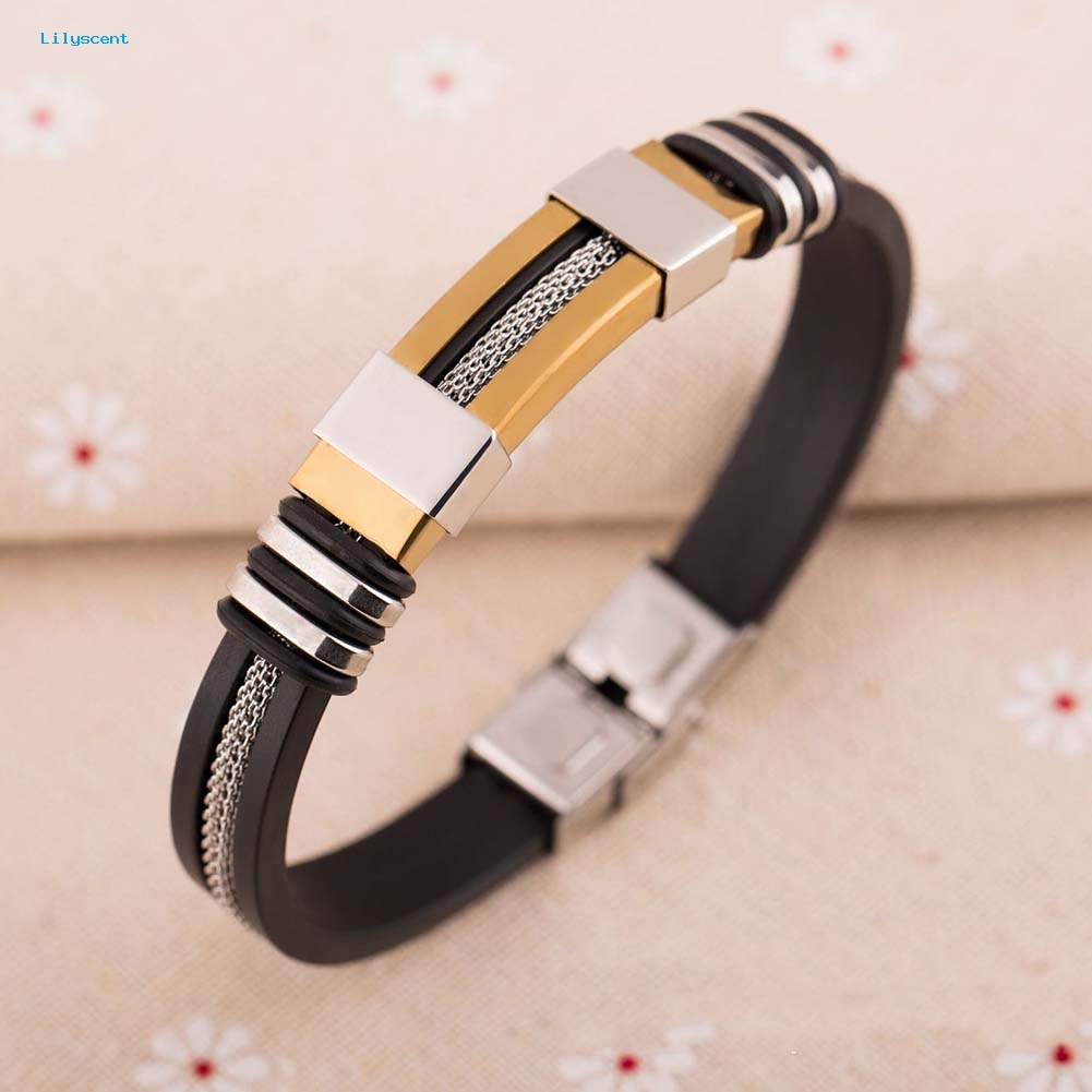 Lilyscent Unik Pria Baja Titanium Tangan Rantai Handmade Gelang Bangle Club Perhiasan Hadiah