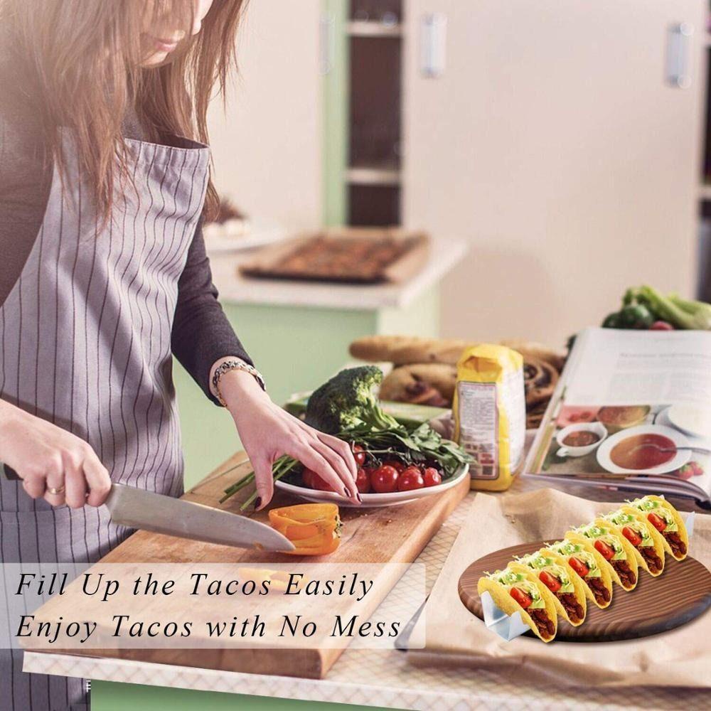 [Elegan] Taco Holder Makanan Meksiko Rumah Stainless Steel Berbentuk Gelombang Kokoh Tortilla Tray