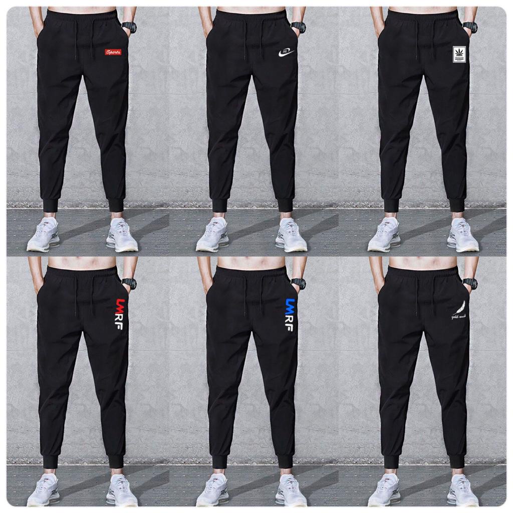 TOPGROSIR TG1700 Celana Pria Jogger Panjang Hitam Import Celana Training Berlogo