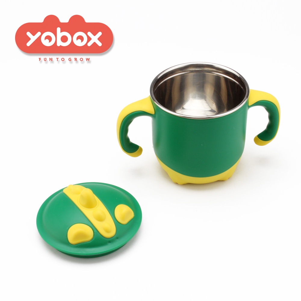[UNIK88] YOBOX Gelas bayi dengan pegangan model DINO Y004