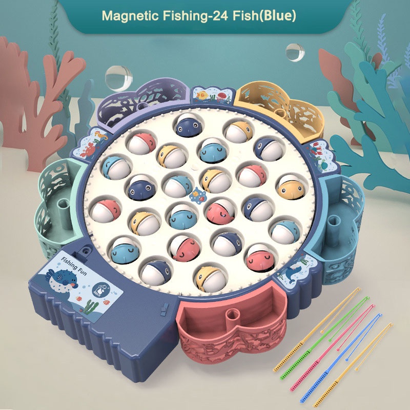 Mainan Memancing Magnetik Berputar Elektrik Anak Multifungsi Musik Rotating Fishing Plate Mainan Bermain Game Air Untuk Hadiah Anak