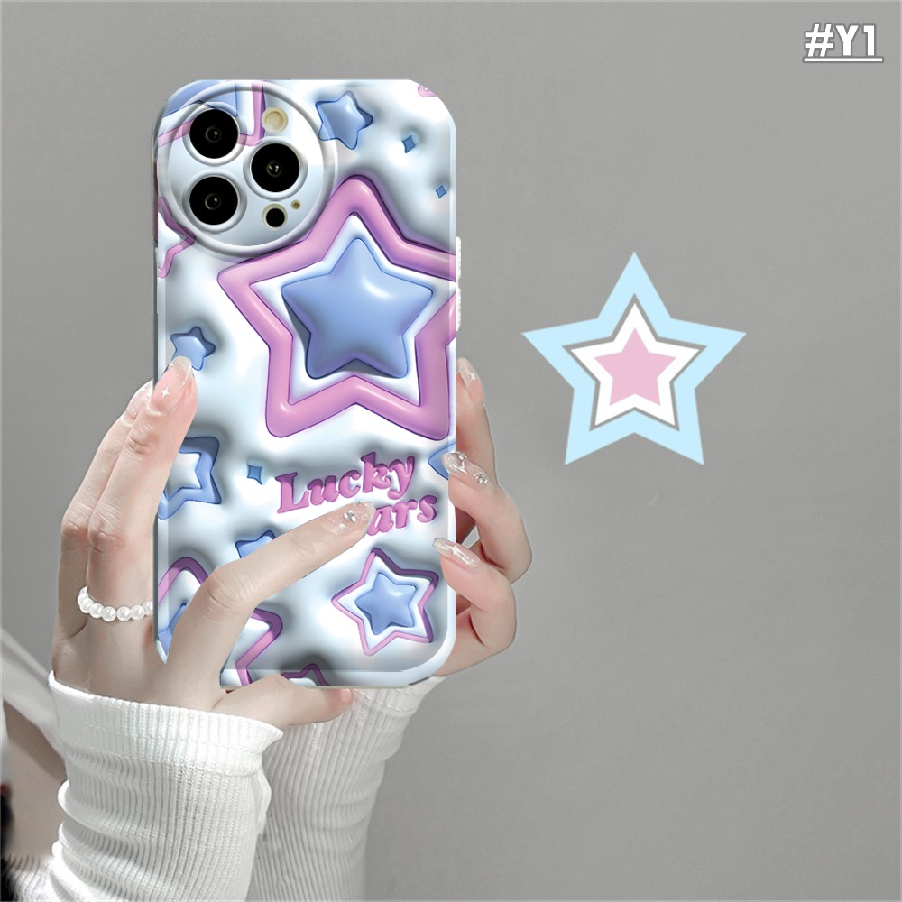 Samsung A14 A13 A04S A04e A03 A03S A12 A21S A10 A50 A30S A20 A10S A52 A11 J6 Plus J7 Prime J7 Pro 3D Vision Cute Lucky Star Shiny Stars Bantal Angin Anti Guncangan Soft Case BY