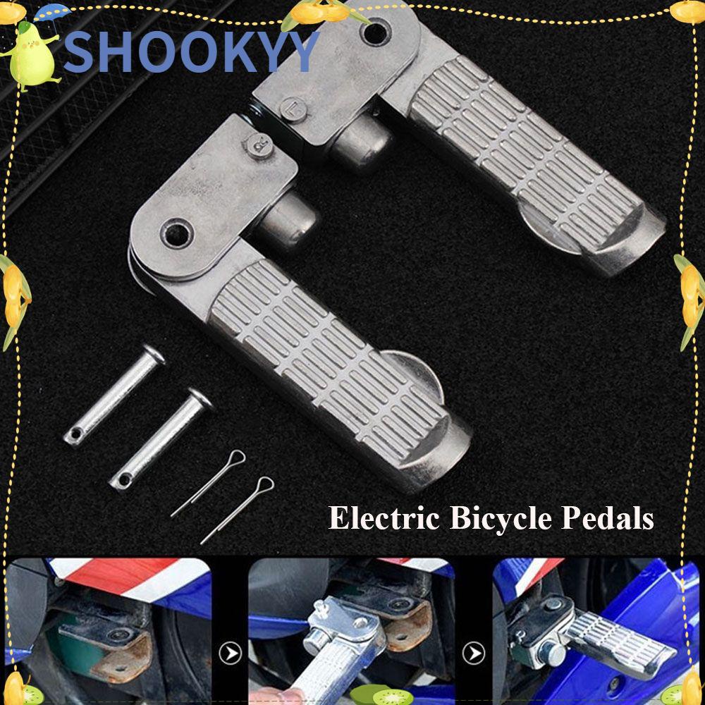 Chookyy 1pc/1pasang Pedal Sepeda Elektrik Aksesoris Anti-Slip Aluminium Alloy Rest Pasak