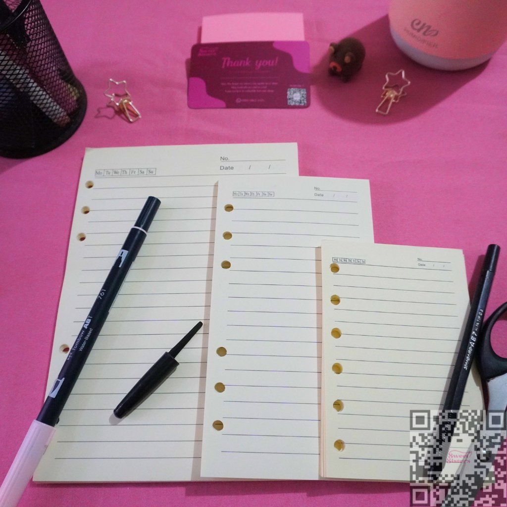 

[ 100gsm ] LOOSE LEAF Refill Kertas Binder Diari Korea A5 A6 A7 Ring 6 Lubang Motif Grid Blank Dot Line