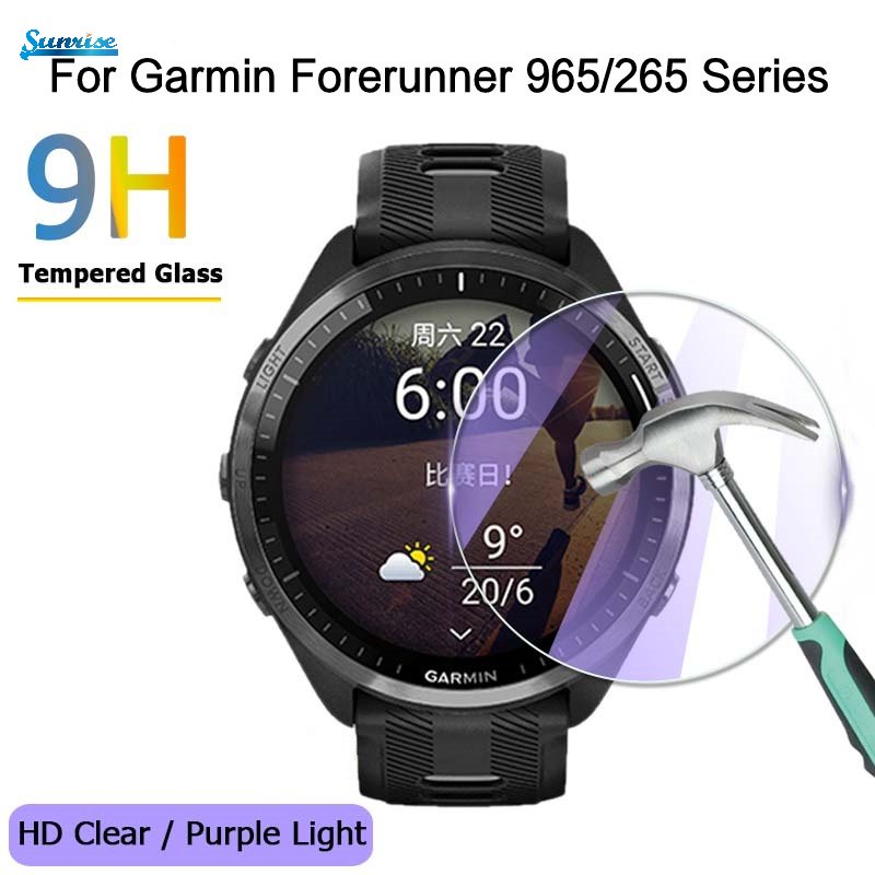 3pcs 9H Hard All-Inclusive HD Screen Protectors Purple Pelindung Mata Anti-Fingerprint Tempered Glass Films Untuk Garmin Forerunner965 /265Seri