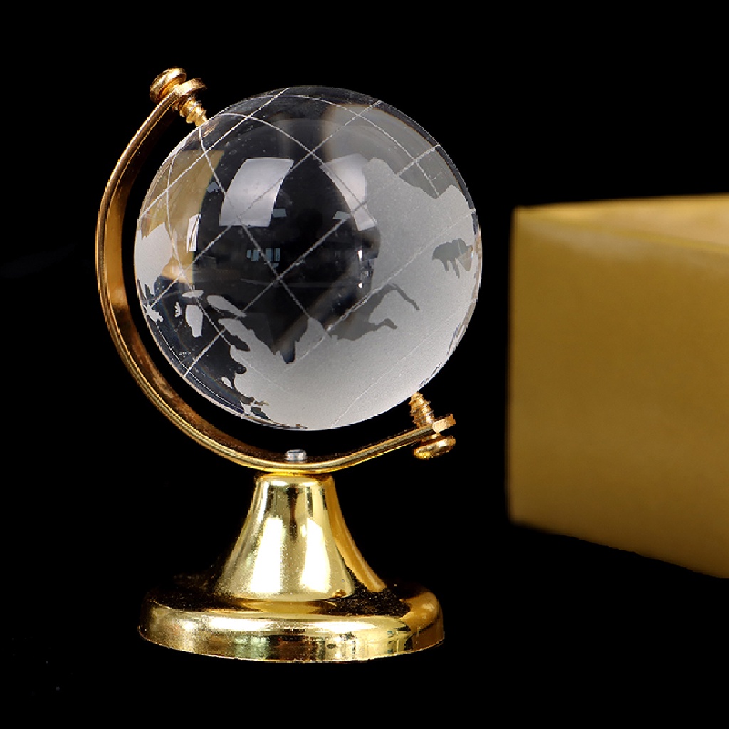 Xo Gold Stand Crystal World Globe Perlengkapan Rumah Tangga Brithday Gift Dengan Kotak Hias OL