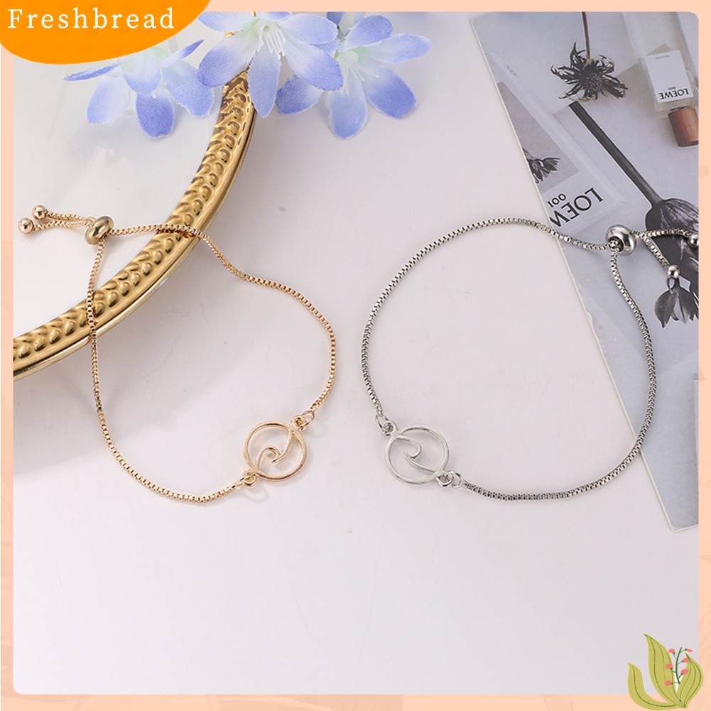 &lt; Freshbread &gt; Adjustable Wanita Mode Berongga Gelombang Pesona Kotak Rantai Gelang Pesta Perhiasan Hadiah